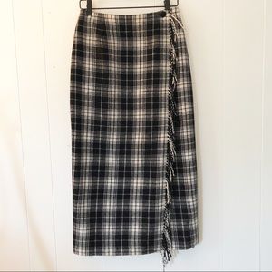 Black & White Plaid Vintage Wrap Blanket Skirt